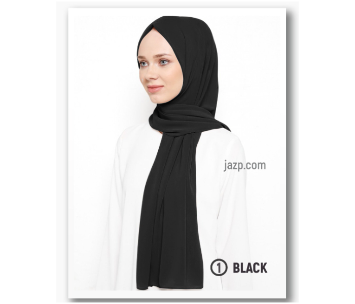 Instant Chiffon Premium Quality Hijab Head Wrap Scarf - Black - Zoom Image 2