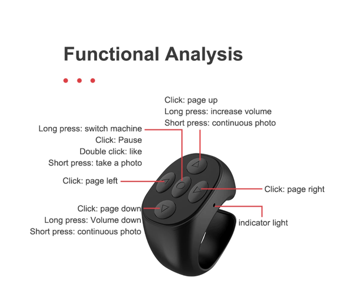 Mobile Phone Bluetooth Ring Remote Control Jx-05 - Black - Zoom Image 4