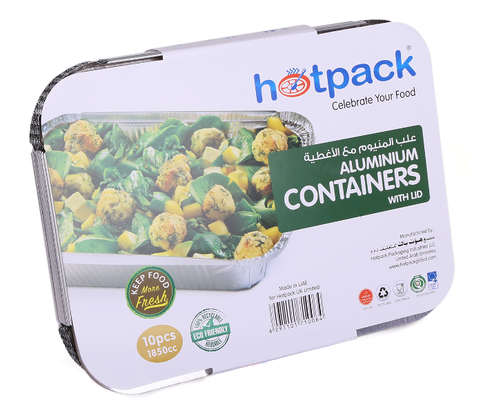 Hotpack HSM83185 Pack of 10 Pieces 1850ml Aluminium Container - Silver - Zoom Image 2