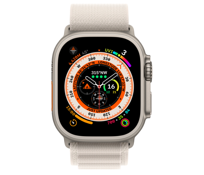 Apple Watch Ultra GPS And Cellular Titanium Case with Starlight Alpine Loop 49mm Band size Small - Zoom Image 2