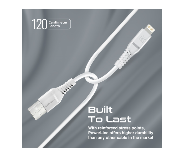 Promate POWERLINE-AI12 1.2m Cord USB-A to Lightning Cable - White - Zoom Image 5