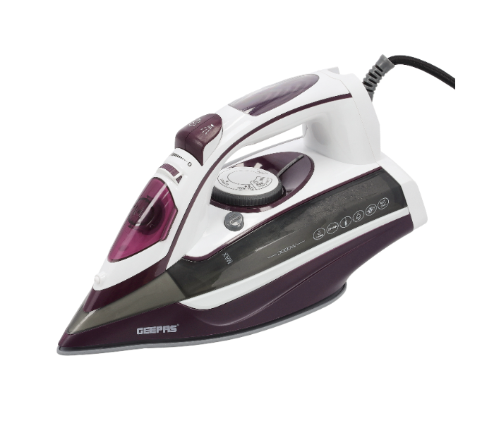 Geepas GSI24025 400ml Tank 3000Watts Ceramic Steam Iron - White and Purple - Zoom Image