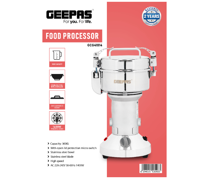 Geepas GCG41014 1400Watts Coffee Grinder - White - Zoom Image 2