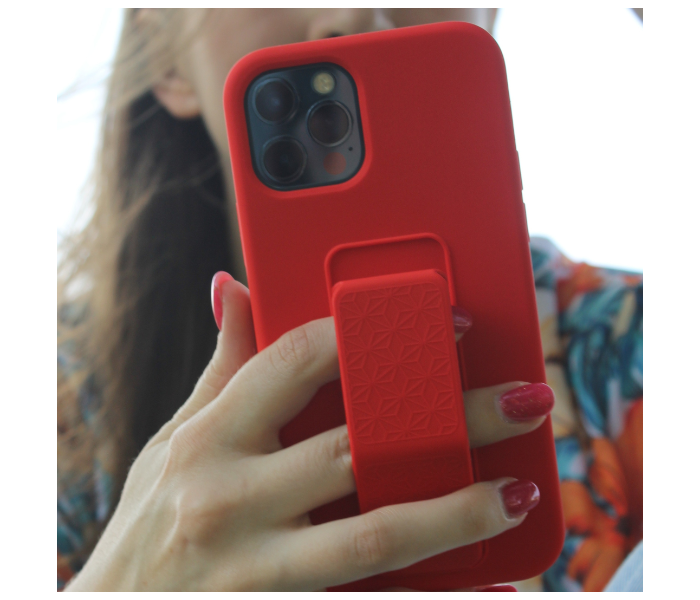 Liquid Silicone Red Case Magnet Grip Stand Mobile Case For iPhone 11 - Red - Zoom Image 5