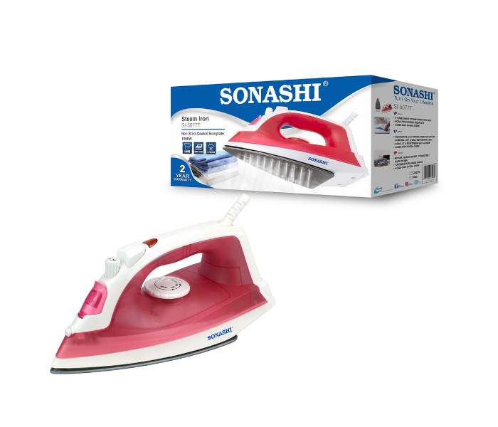 Sonashi SI-5077T 1600Watts Steam Iron With Non-Stick Soleplate - Red - Zoom Image 5