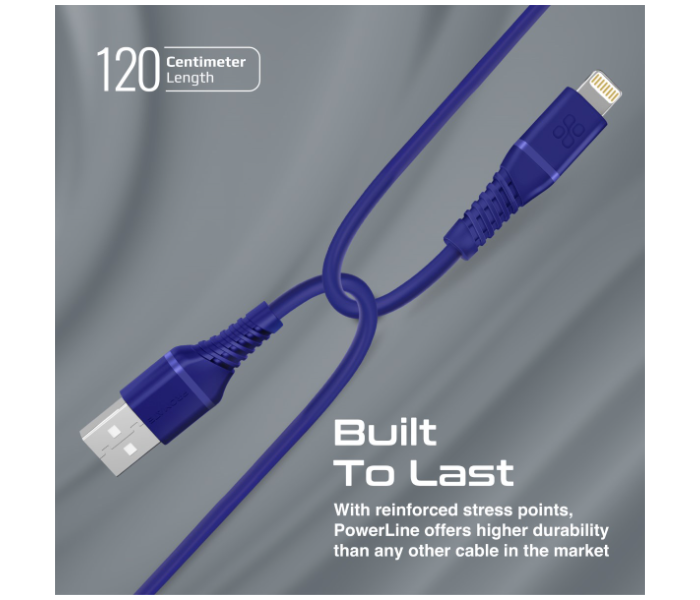 Promate POWERLINE-AI120 1.2m Cord USB-A to Lightning Cable - Blue - Zoom Image 5