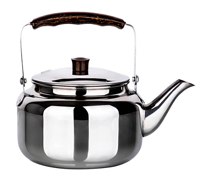 Stainless Steel 2 Litre Tea Kettle With Wooden Backlite Handle Travel Mug - Silver - Zoom Image 1