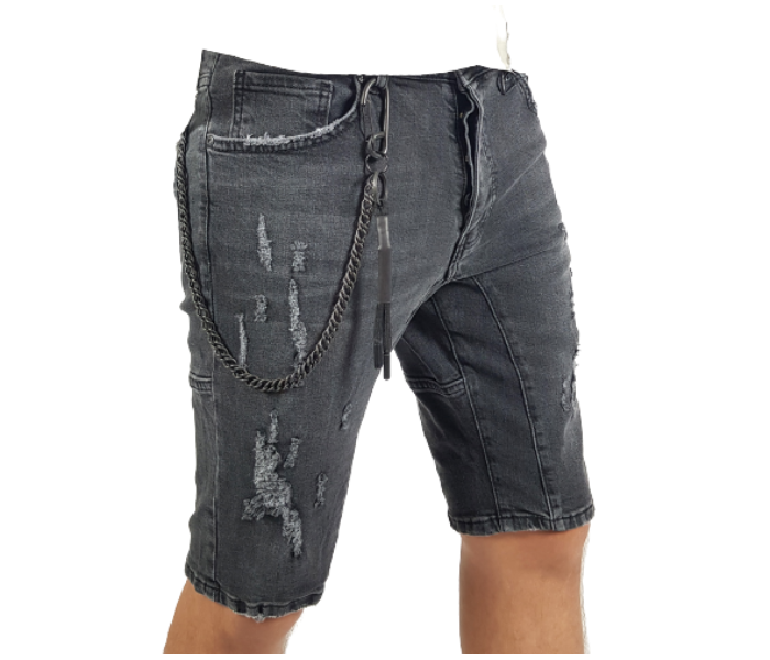 Ripped 31 Sized Shorts Jeans With Chain For Men - Grey - Zoom Image 4