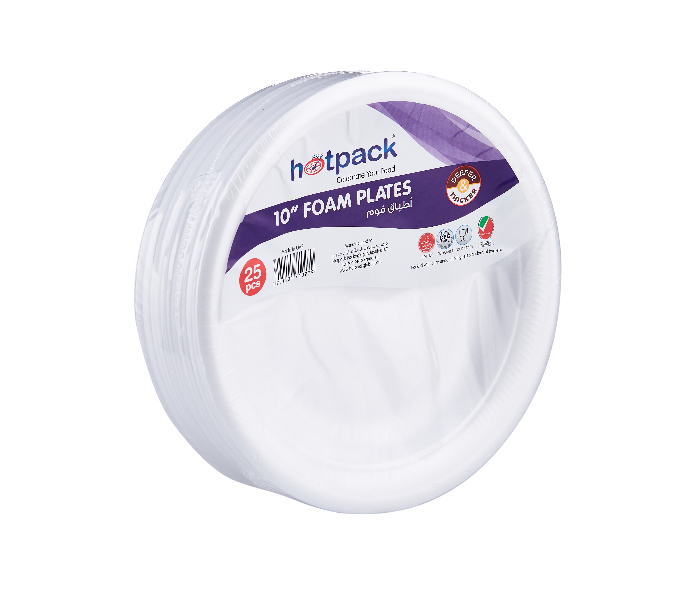 Hotpack RFP10B Pack of 25 Pieces 10 Inch Round Foam Plate - White - Zoom Image 3