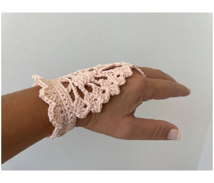 Crochet Handmade Fingerless Gloves - Light Pink - Zoom Image 5