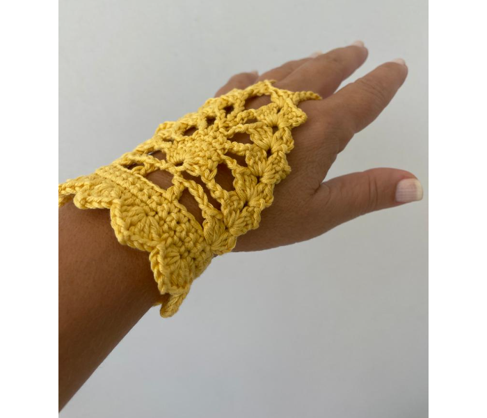 Crochet Handmade Fingerless Gloves - Yellow - Zoom Image 1