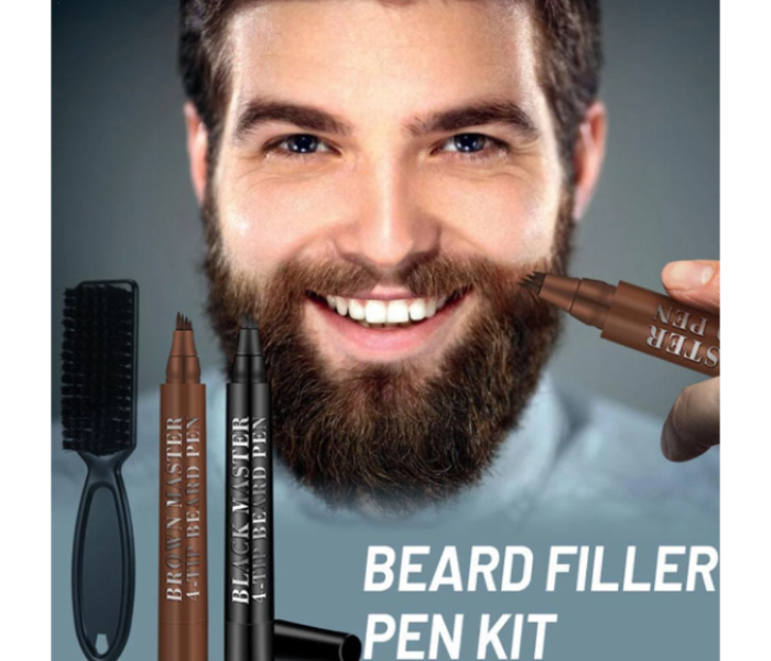 Unisex Waterproof Filler Pen for Beard and Eye Brows - Black C - Zoom Image 2