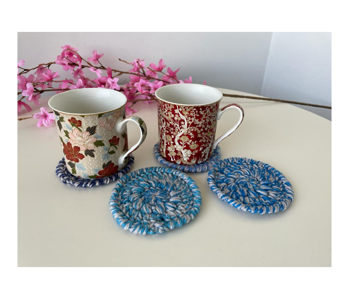 Crochet Handmade Coasters - Veringated Blue - Zoom Image 9