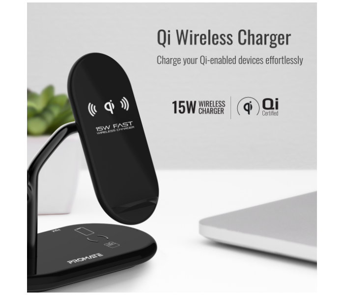 Promate 4-in-1 Wireless Charging Station - Black - Zoom Image 4