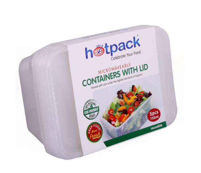 Hotpack HSMMP750 Pack of 5 Pieces 750ml Micro Wave Container Rectangular - Zoom Image 1