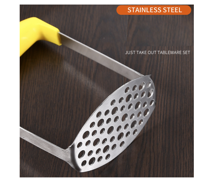 Stainless Steel Potato Masher - Silver and Yellow - Zoom Image 2