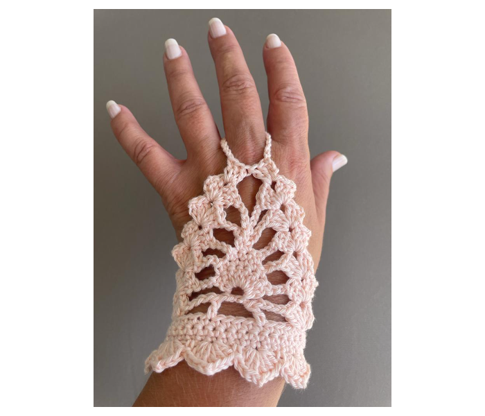 Crochet Handmade Set of 2 Piece Fingerless Gloves - Light Pink - Zoom Image 2