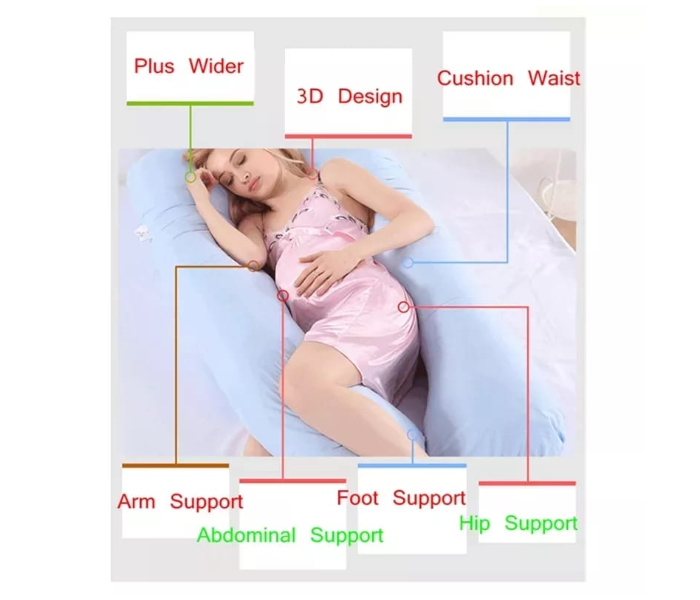 Pregnancy Pillow with 5 Area Support for Women - Blue - Zoom Image 5