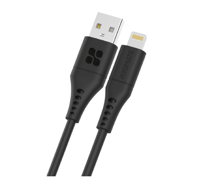 Promate 1.2Meter USB-A to Lightning Cable - Black - Zoom Image 1