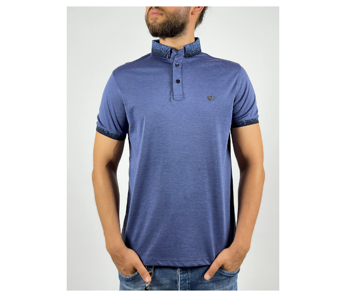 Slim Polo Neck Summer Thin Cloth Medium Shirt For Men - Blue - Zoom Image 1