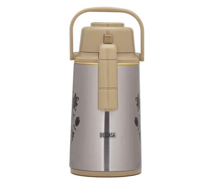 Delcasa DC2343 3 Litre Stainless Steel Airpot Vacuum Flask - Silver and Yellow - Zoom Image 3