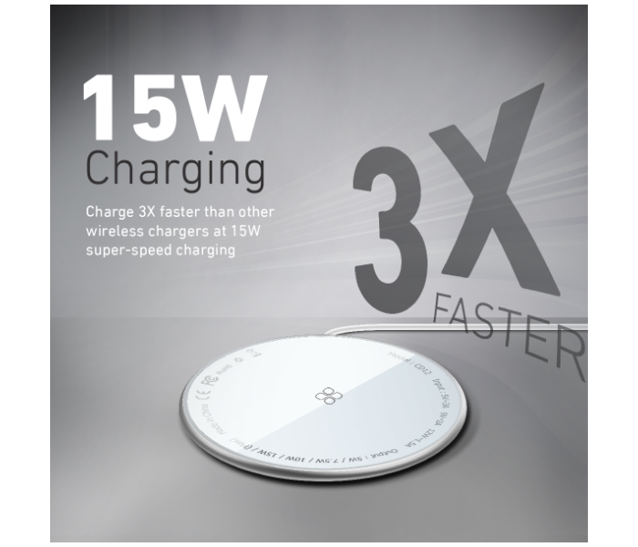 Promate Ultra-Fast 15Watts Mag-Safe Qi Magnetic Wireless Charger - Silver - Zoom Image 2