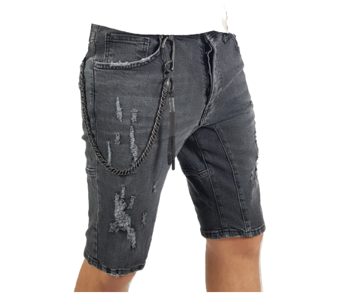 Ripped 36 Sized Shorts Jeans With Chain For Men - Grey - Zoom Image 4