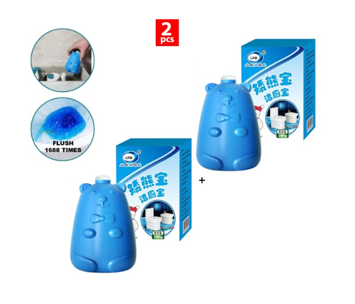 Galaxy 200g Set of 2 Piece Toilet Bowl Flush Cleaner Bear Style Toilet Blocks - Blue - Zoom Image