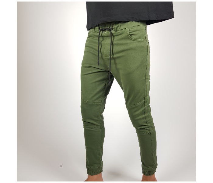 Cotton Lace Up XL Jogger Pants for Men - Military Green - Zoom Image 1