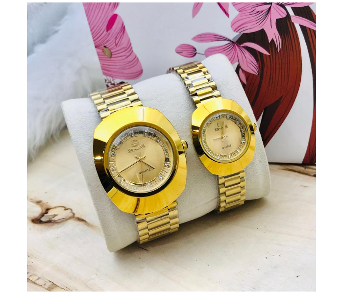 Zen Modo Radel 114 Set of 2 Piece Happy Romantic Couple Analog Watch - Golden - Zoom Image