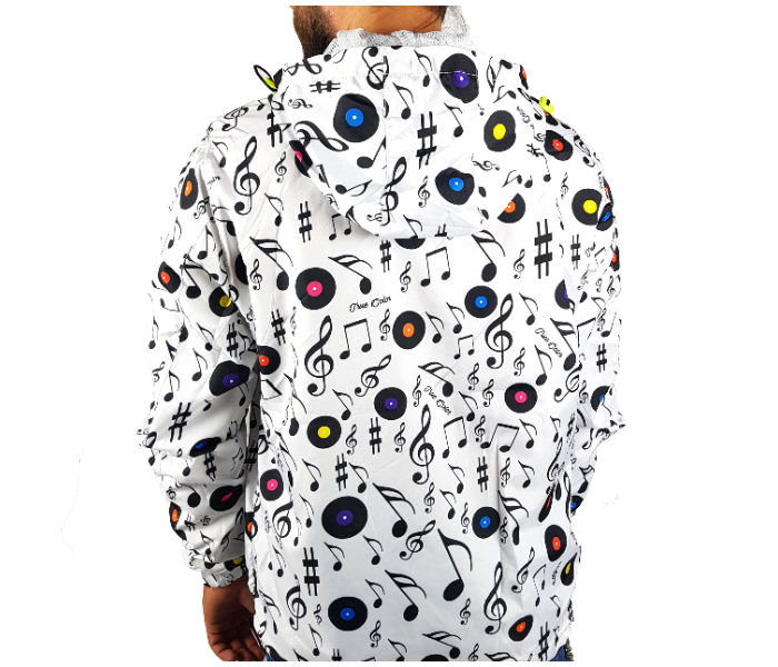 Raincoat Large Hoodie With Musical Design For Men - White - Zoom Image 1