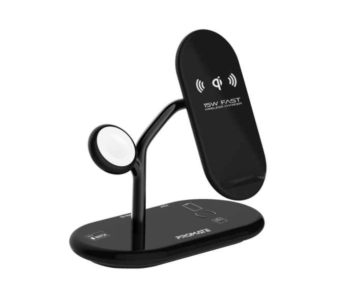 Promate 4-in-1 Wireless Charging Station - Black - Zoom Image 1