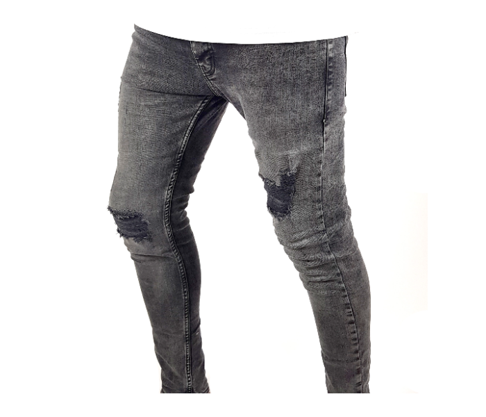 Faded 32 Sized Ripped Skinny Jeans For Men - Grey - Zoom Image 1