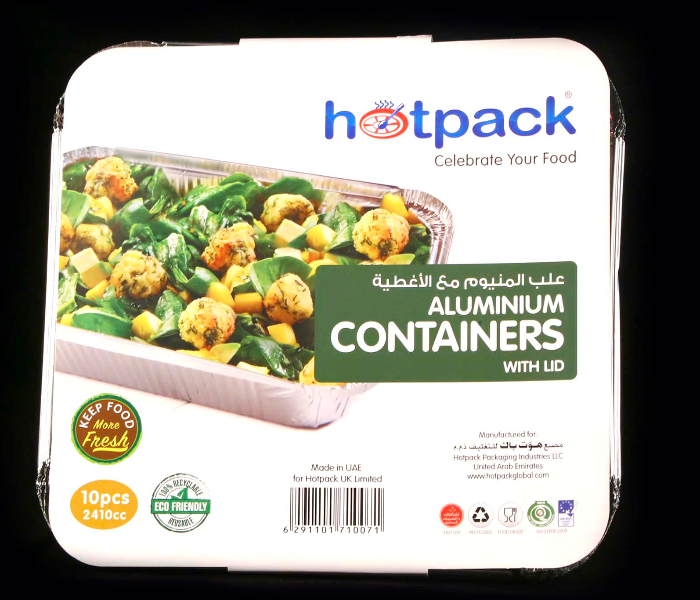 Hotpack PA83241 Pack of 10 Pieces 2410ml Aluminium Container - Silver - Zoom Image 1