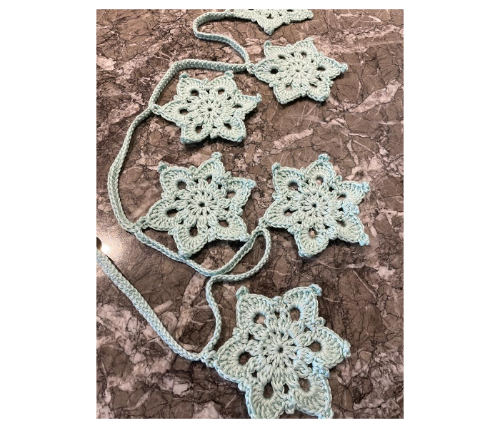 Crochet Handmade Bunting Snowflake Wall Decoration - Mint - Zoom Image 8