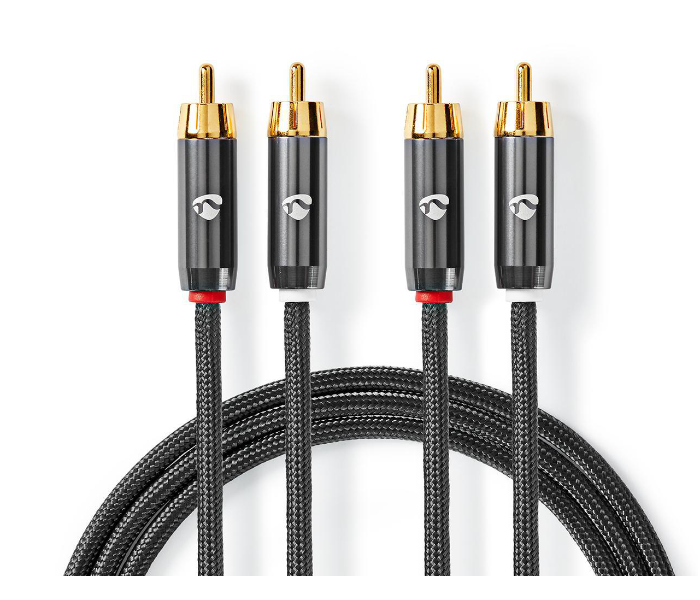 Nedis CATB24200GY50 5 Meter Stereo Audio Cable 2x RCA Male to Male - Black - Zoom Image 1