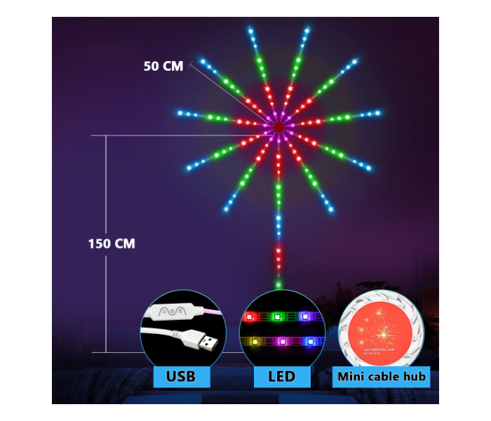 Galaxy Firework Lights LED Strip Color Changing Remote Control LED Firework Light for Room Party, Holiday Decoration - Zoom Image 3