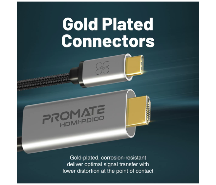 Promate 100Watts USB-C to HDMI - Black - Zoom Image 4