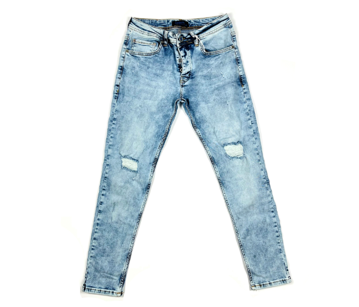 Faded 31 Sized Ripped Skinny Jeans For Men - Blue - Zoom Image 3