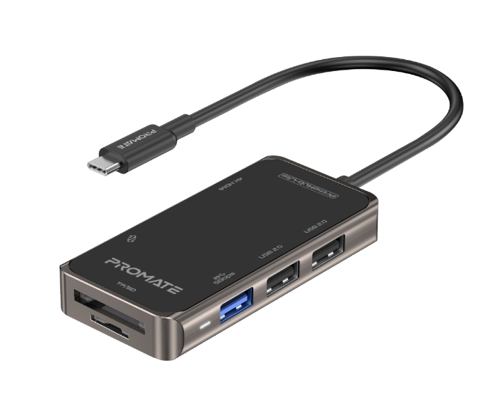 Promate 7-in-1 Multi-Port Adapter USB-C Hub - Black - Zoom Image 1