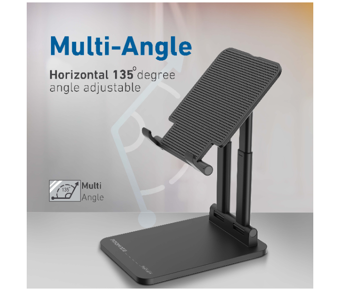 Promate Premium Aluminum Adjustable Height Anti-Slip Base and Foldable Tablet Stand Holder - Black - Zoom Image 3