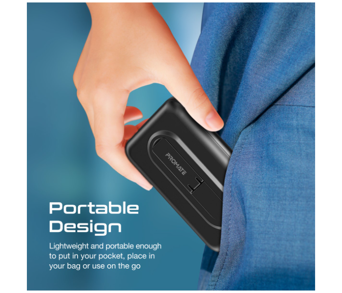 Promate 10000mAh 20Watts Powermag 10 Pro Magnetic Wireless Power Bank - Black - Zoom Image 6