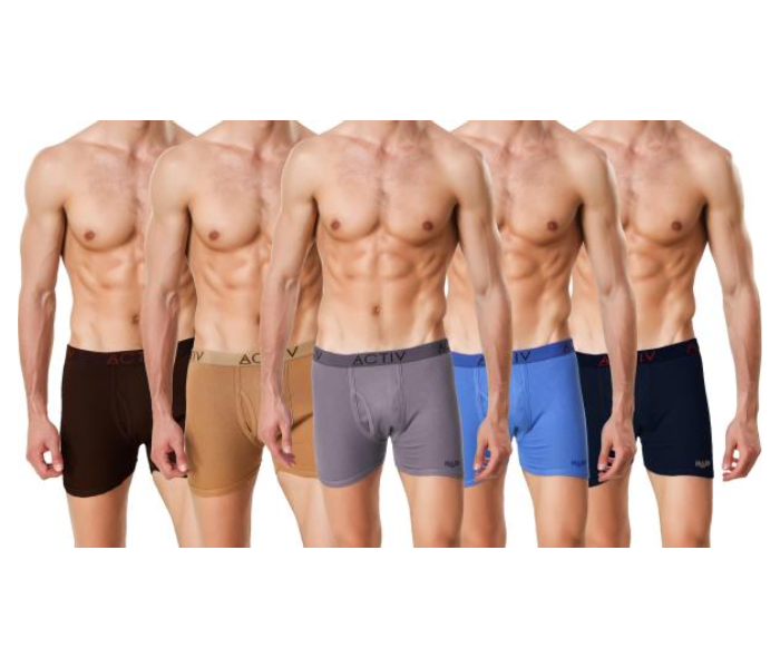 Active Men Set of 6 Mixed Color Comfort 95cm Cotton Trunk for Men - Zoom Image 1