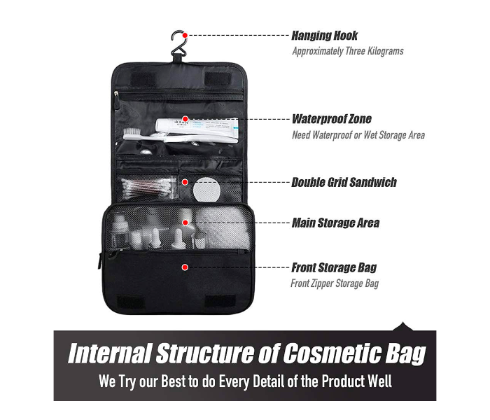 Korea Portable Travel Friendly Cosmetic Bag - Black - Zoom Image 3