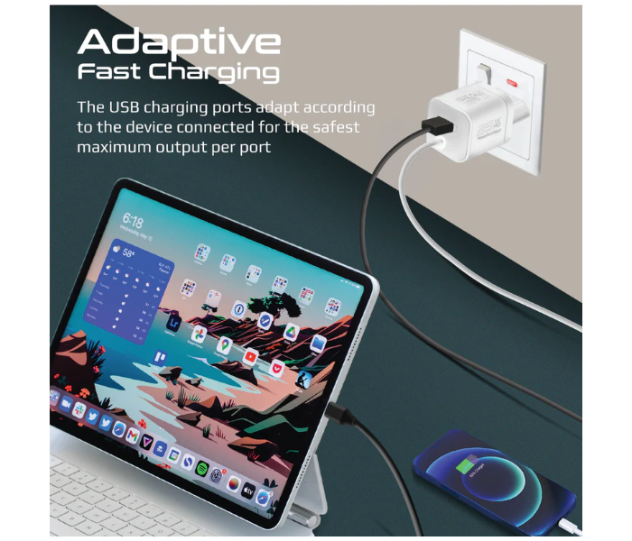 Promate 1.5Meter Premium 33Watts USB-C Charger EU - White - Zoom Image 6