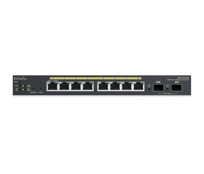 Engenius EWS2910P 8-Port Managed Gigabit Compliant PoE Switch - Black - Zoom Image 2