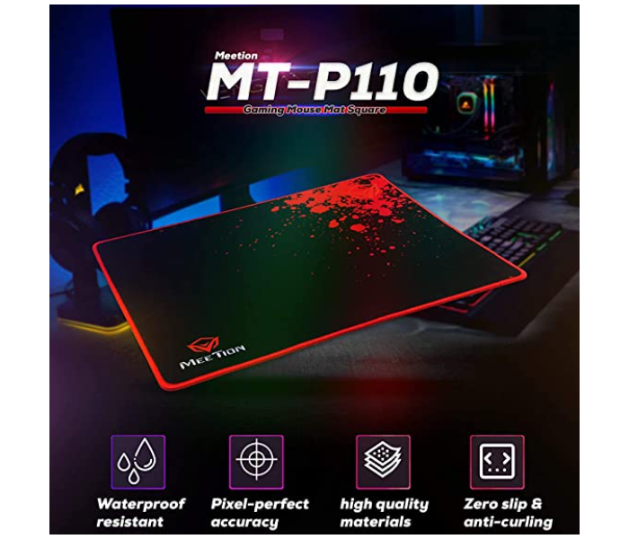 Meetion MGP110 Rubber Gaming Mouse Pad Square - Black - Zoom Image 2