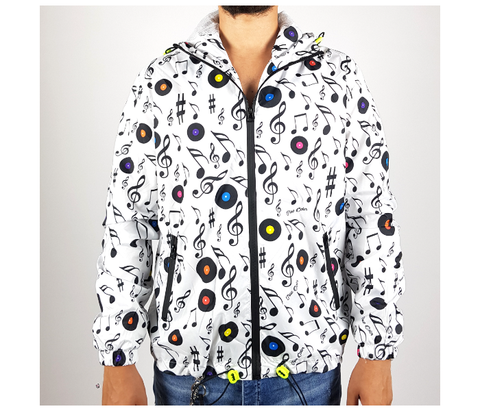 Raincoat Small Hoodie With Musical Design For Men - White - Zoom Image 2