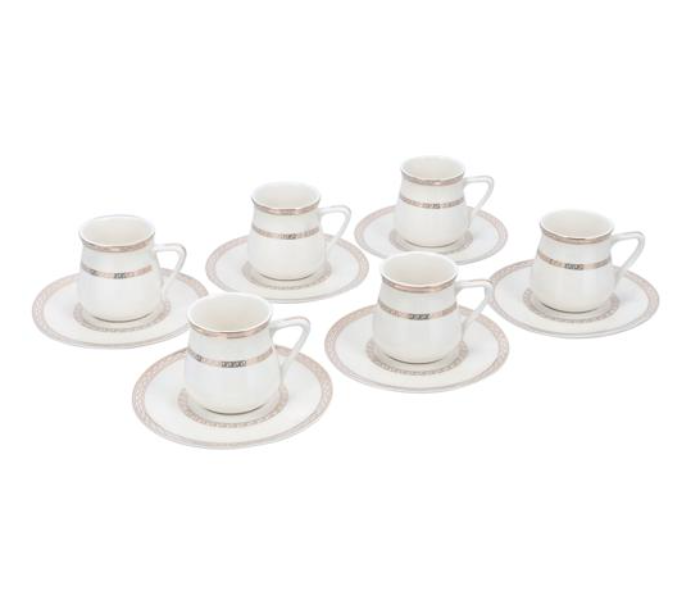 Delcasa DC2251 12 Piece Bone China Cup and Saucer - White - Zoom Image 1