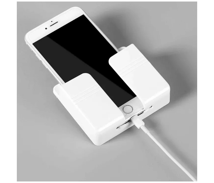 Wall Free Punching And Sticky Mobile Phone Charging Storage Rack - White - Zoom Image 3